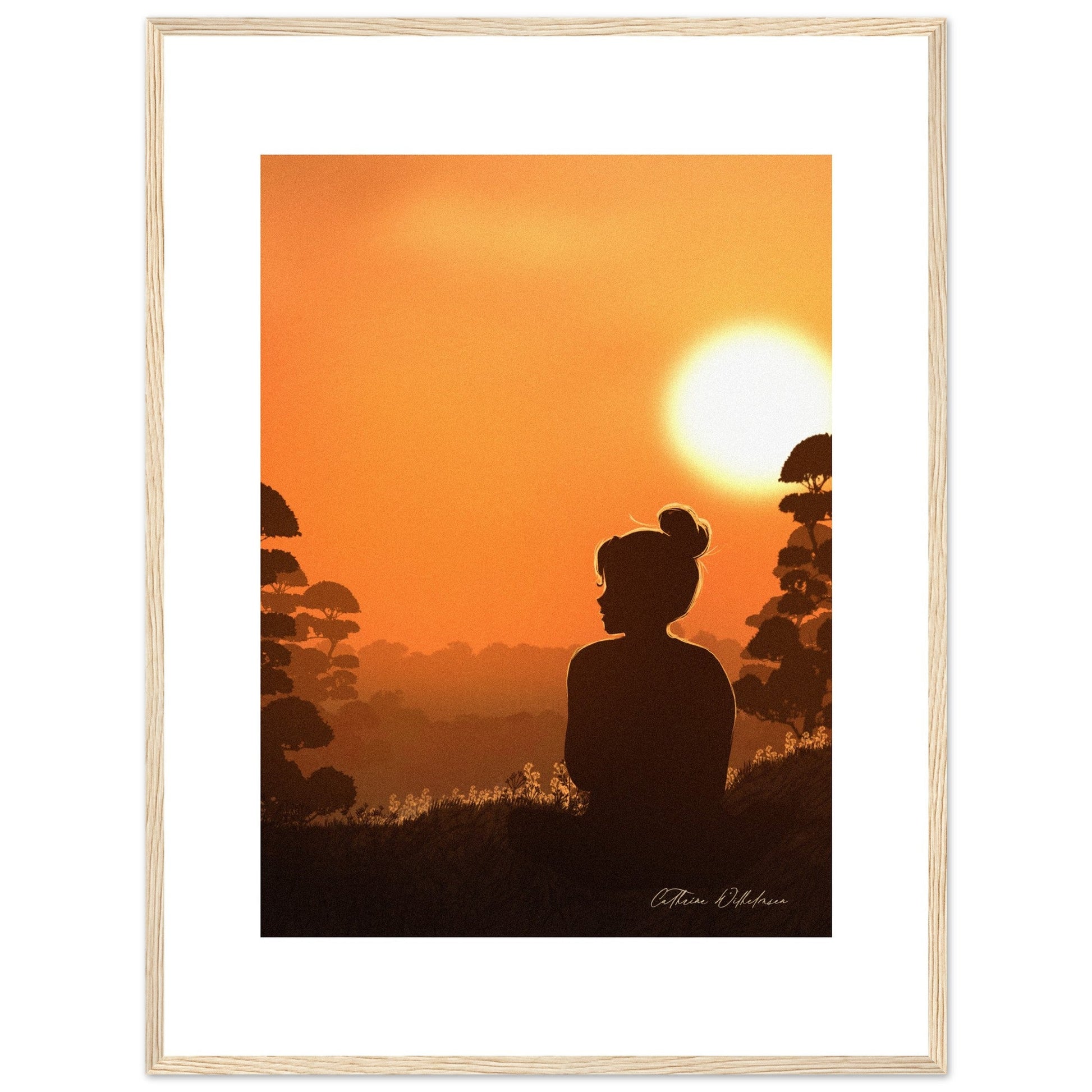 August sunset - Art print med treramme - PlanetC