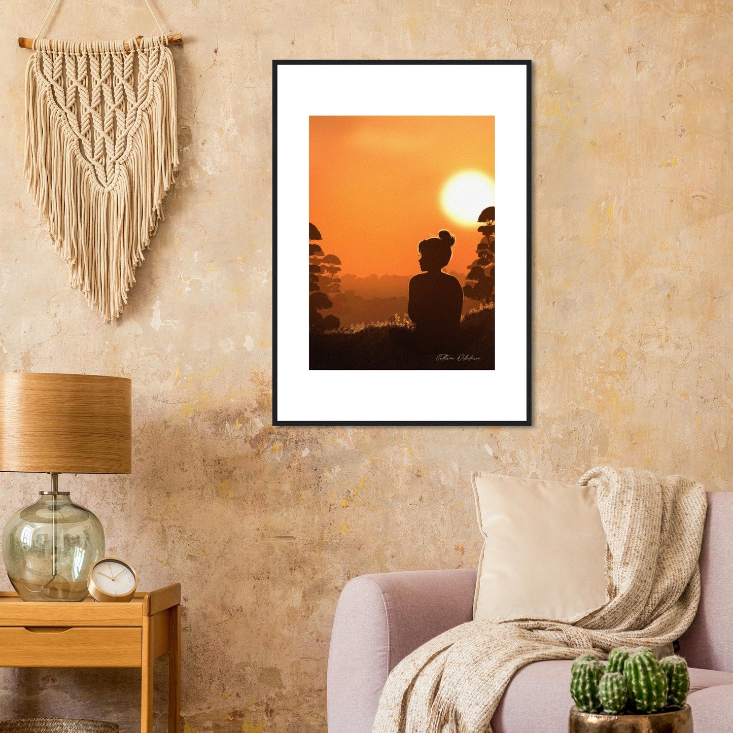 August sunset - Art print med treramme - PlanetC