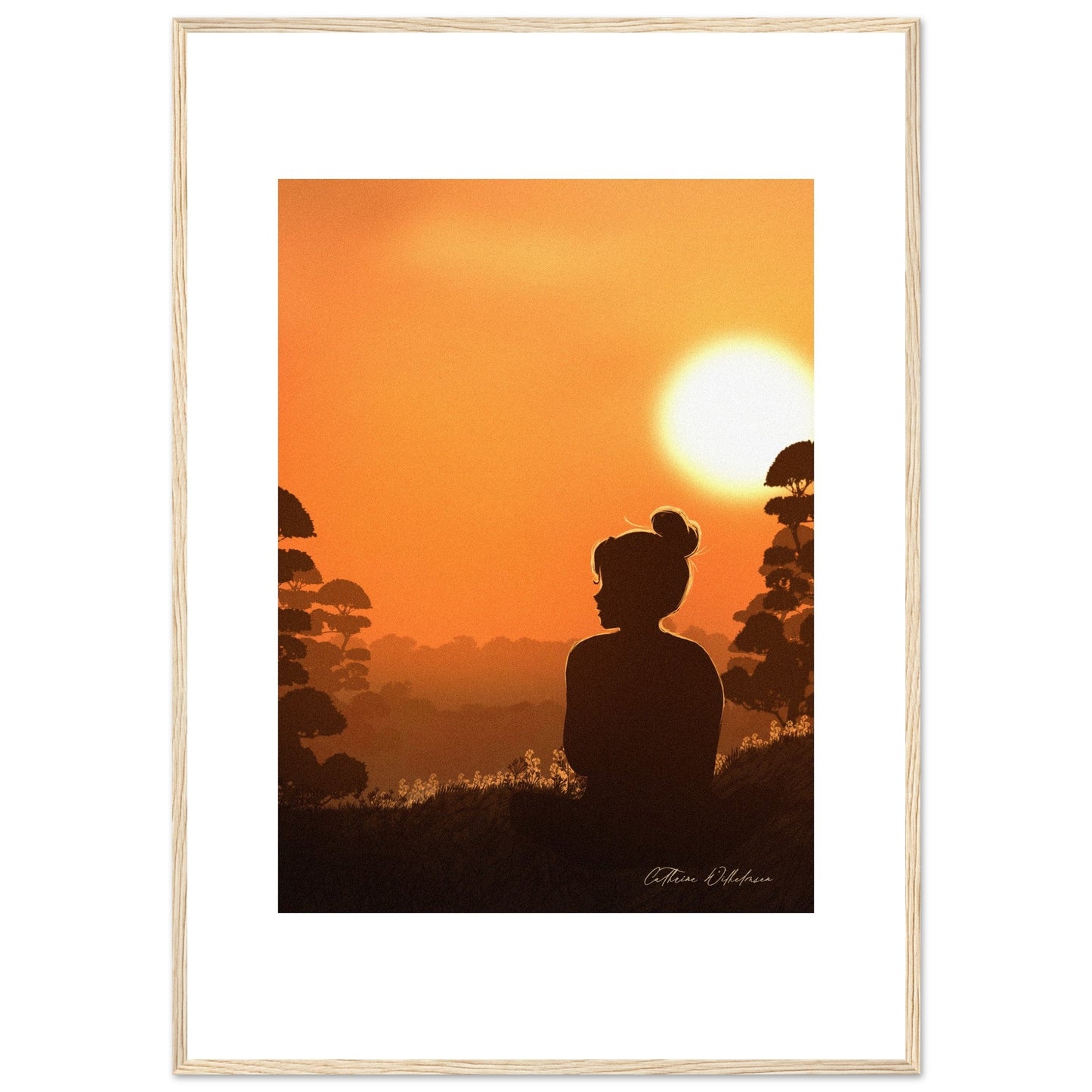 August sunset - Art print med treramme - PlanetC