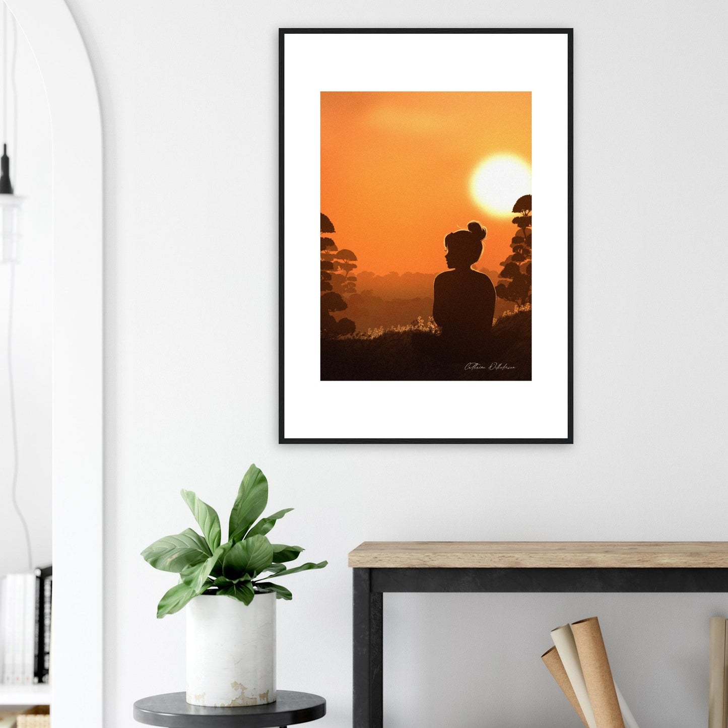 August sunset - Art print med treramme - PlanetC