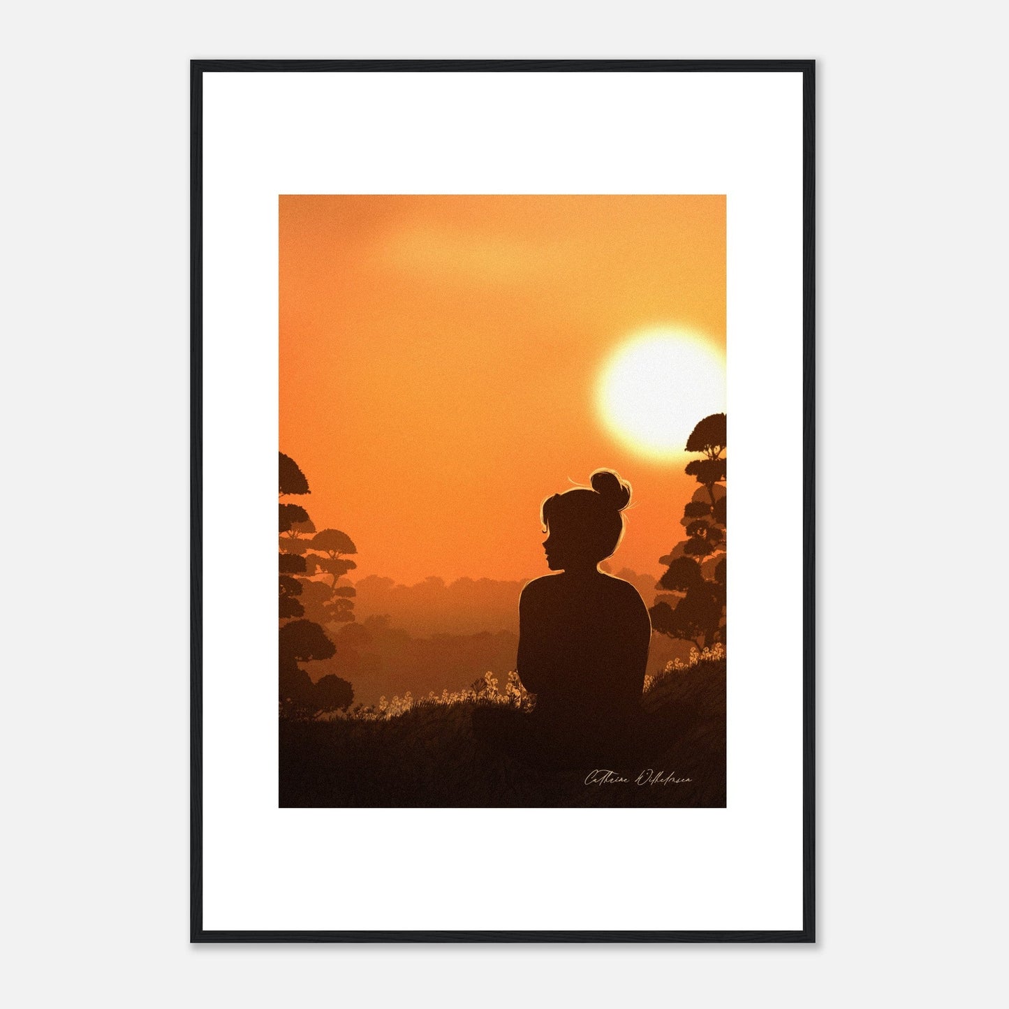 August sunset - Art print med treramme - PlanetC