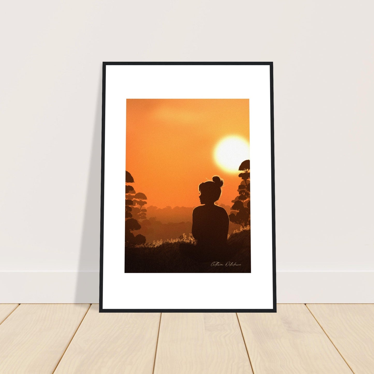 August sunset - Art print med treramme - PlanetC