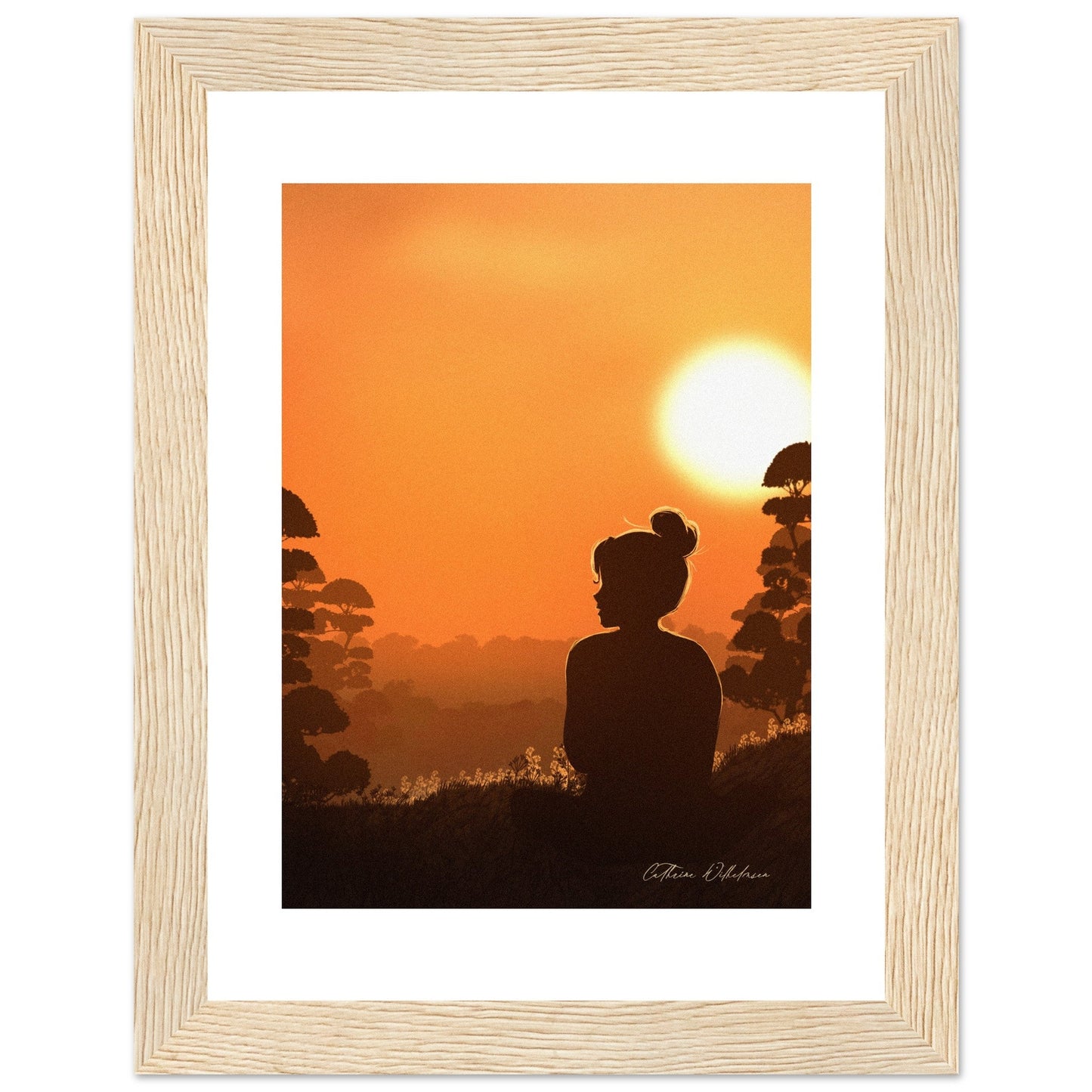 August sunset - Art print med treramme - PlanetC