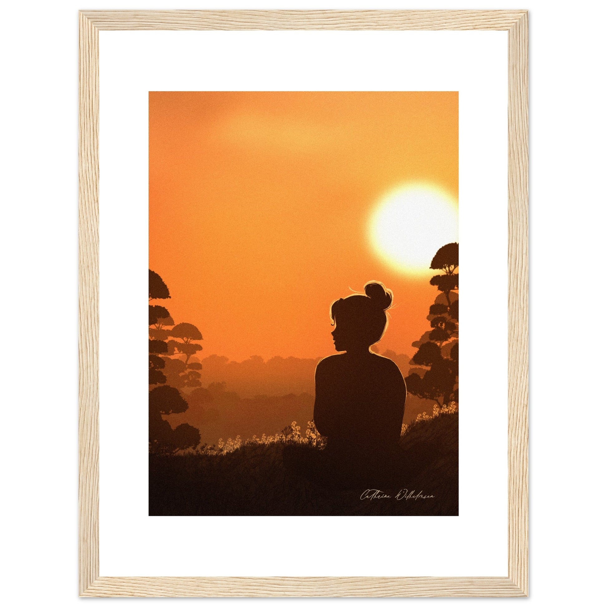 August sunset - Art print med treramme - PlanetC