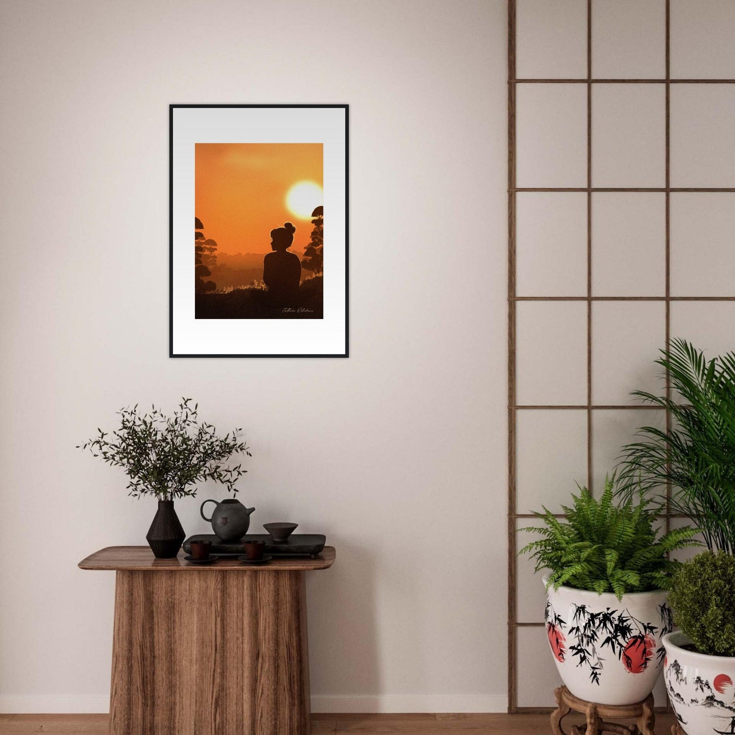 August sunset - Art print med treramme - PlanetC