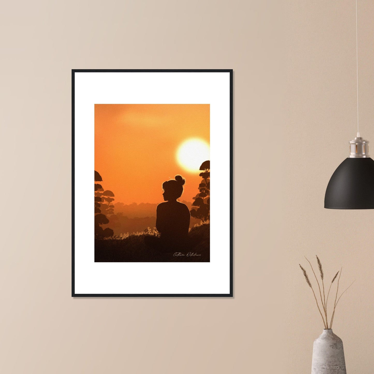 August sunset - Art print med treramme - PlanetC