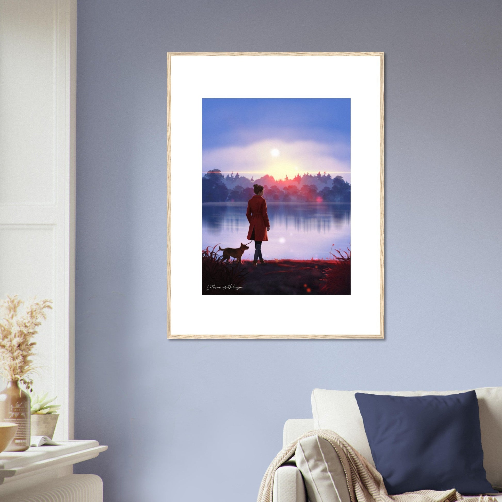 Evening Walk - Art print med treramme - PlanetC