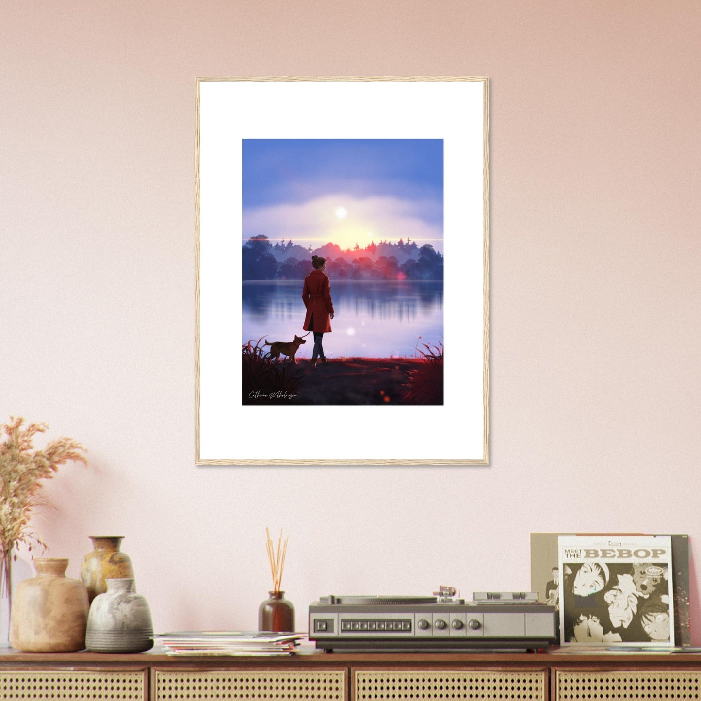 Evening Walk - Art print med treramme - PlanetC