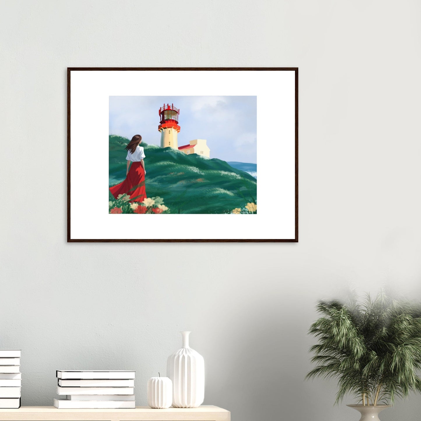 Lighthouse - Art print med treramme - PlanetC