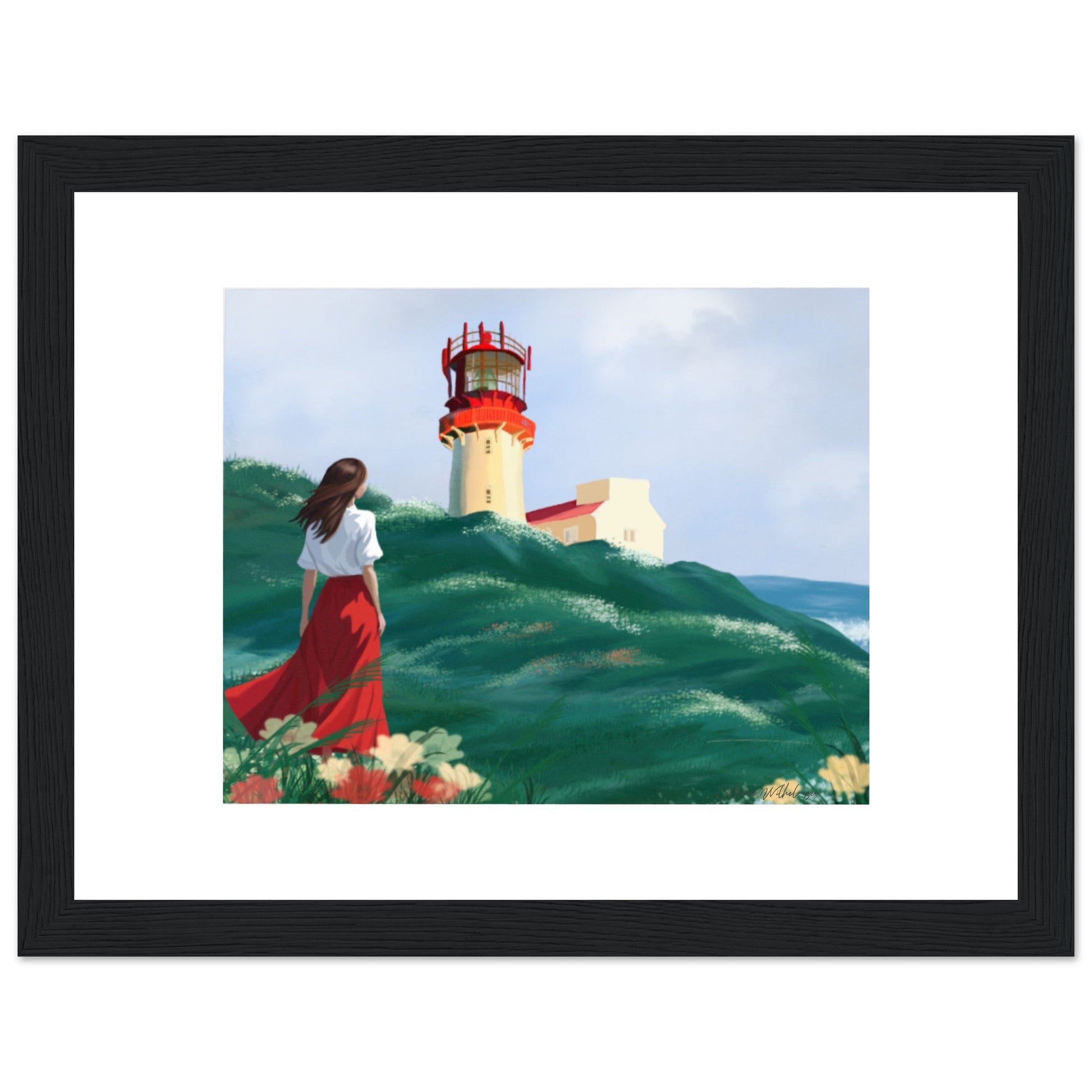 Lighthouse - Art print med treramme - PlanetC