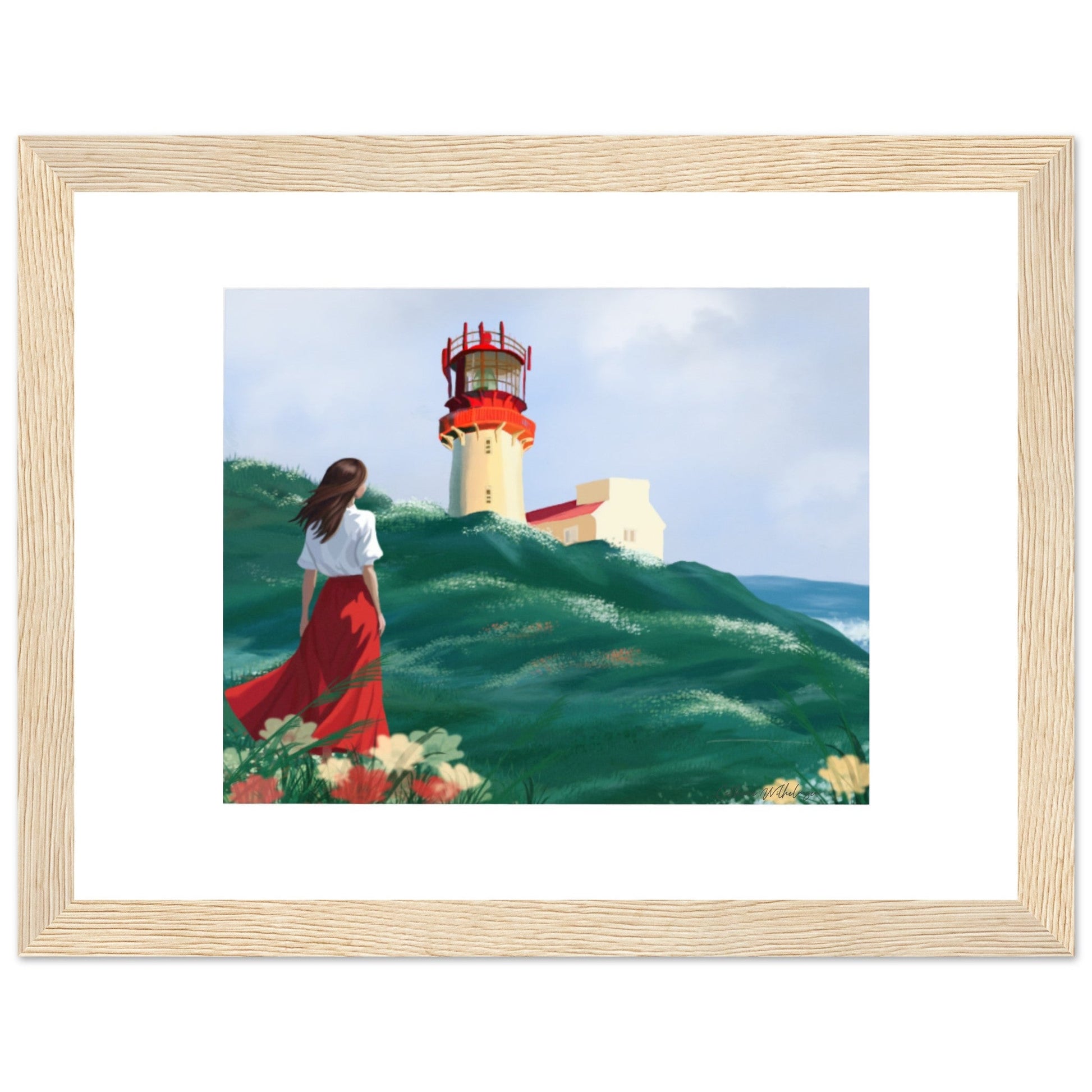 Lighthouse - Art print med treramme - PlanetC