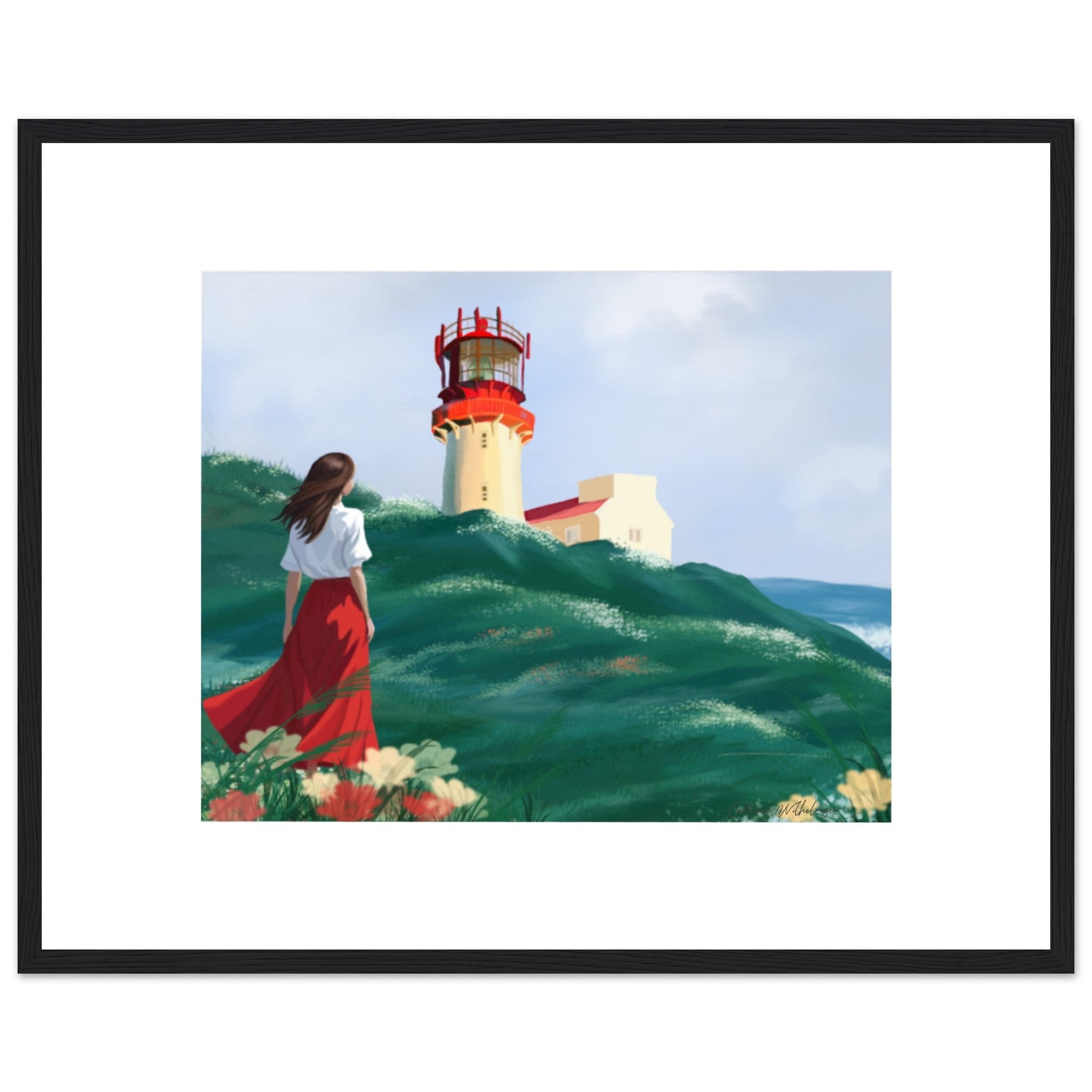 Lighthouse - Art print med treramme - PlanetC