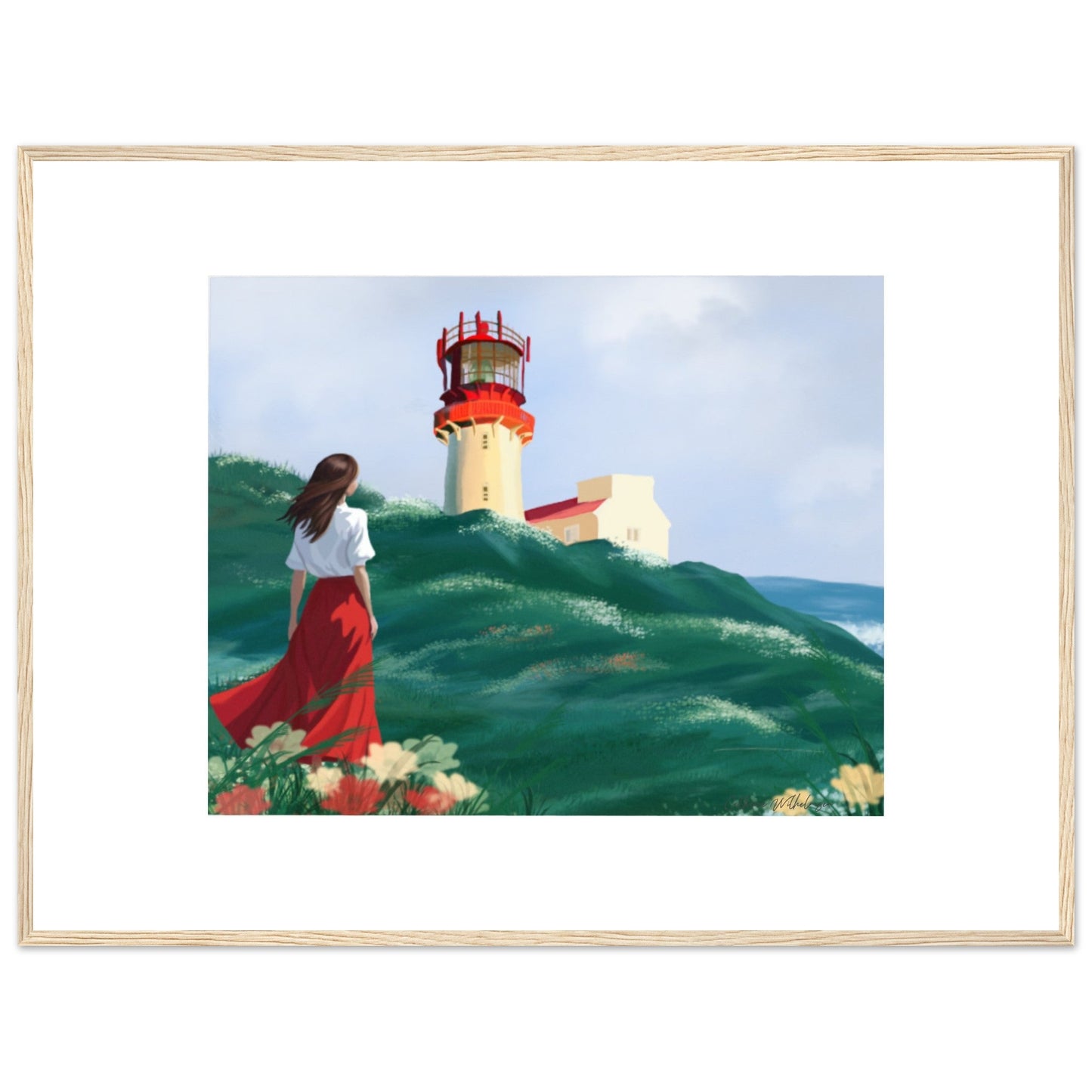 Lighthouse - Art print med treramme - PlanetC