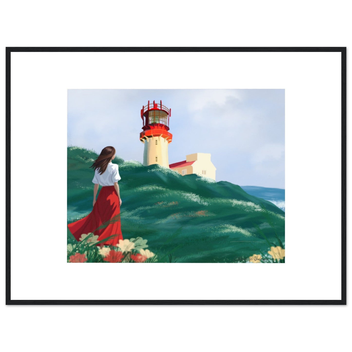 Lighthouse - Art print med treramme - PlanetC