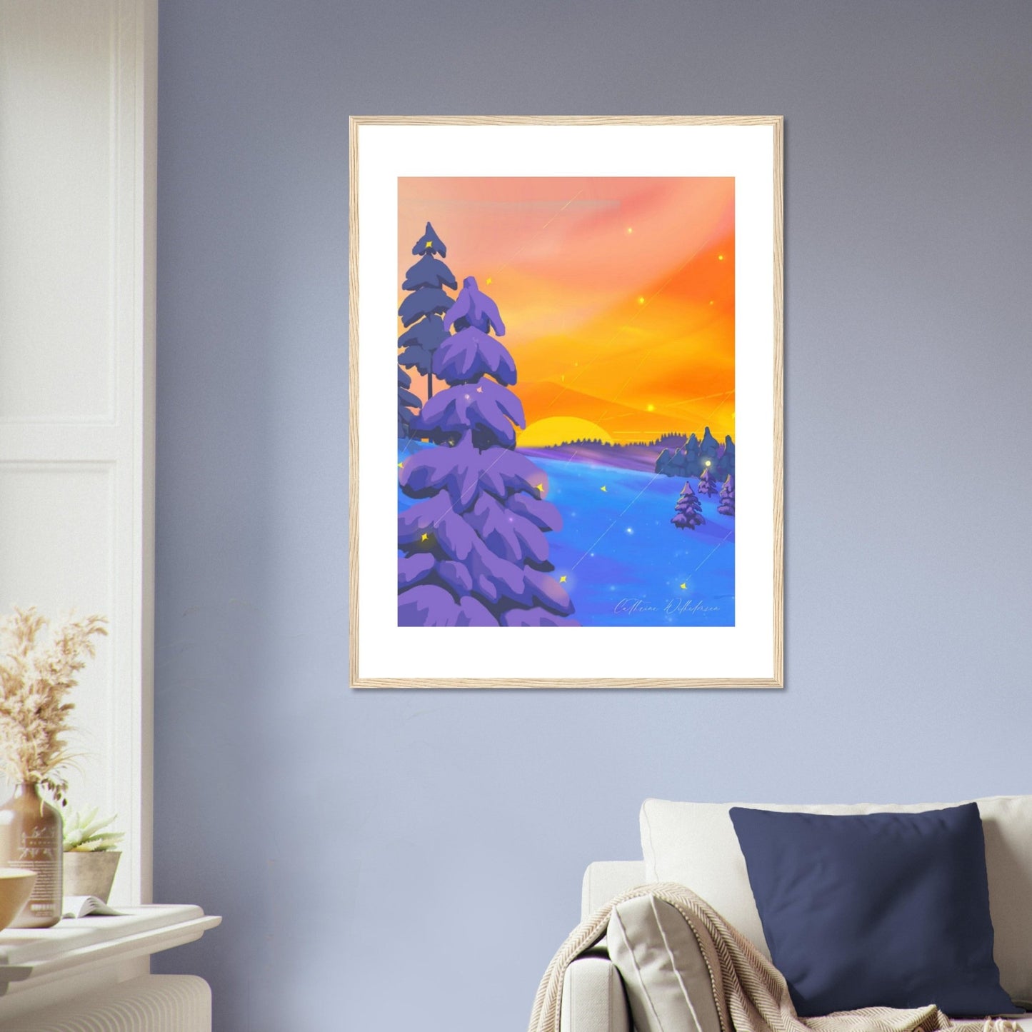 Solnedgang i Aurdal - Art print med treramme - PlanetC