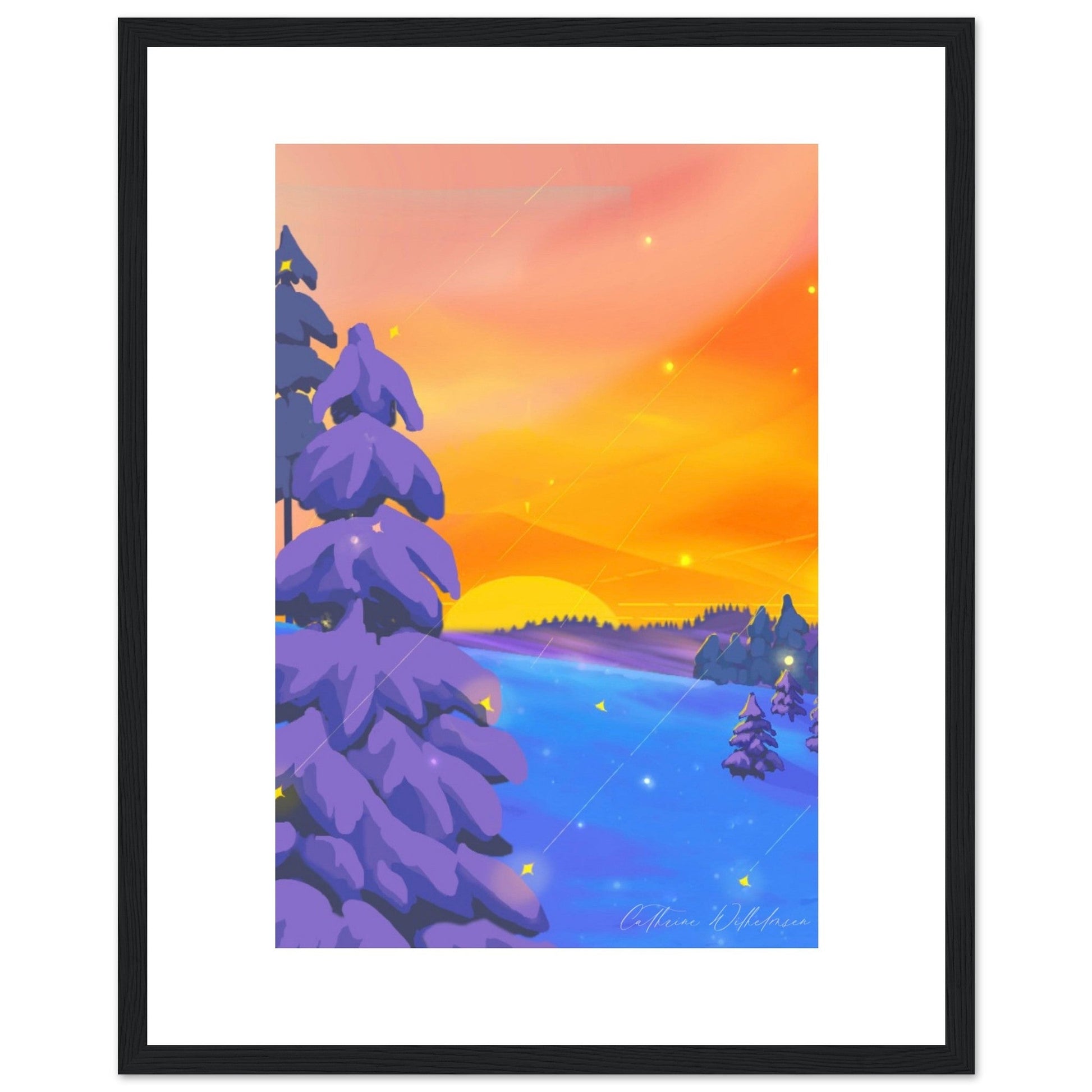 Solnedgang i Aurdal - Art print med treramme - PlanetC