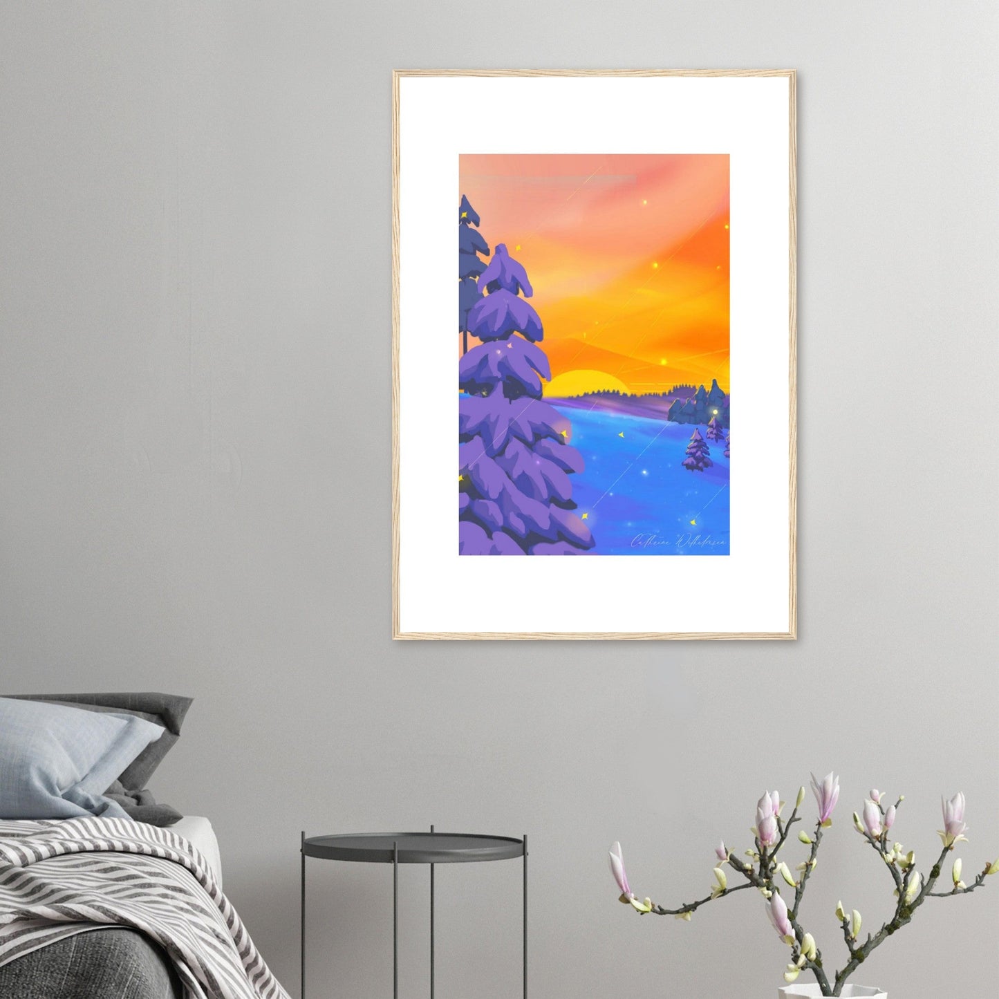 Solnedgang i Aurdal - Art print med treramme - PlanetC