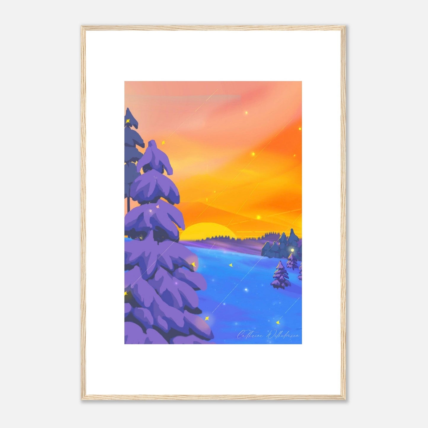 Solnedgang i Aurdal - Art print med treramme - PlanetC