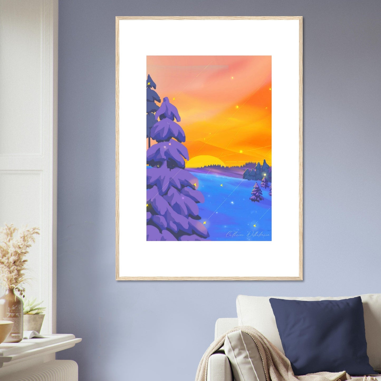 Solnedgang i Aurdal - Art print med treramme - PlanetC