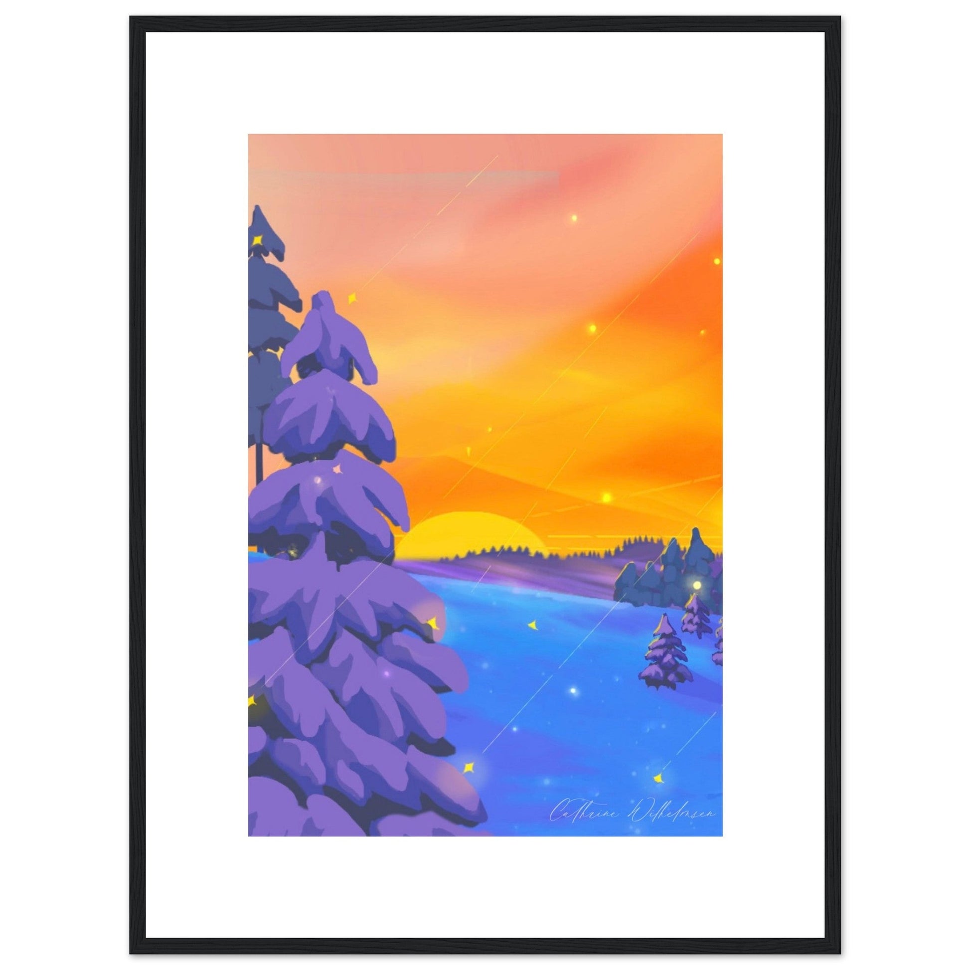 Solnedgang i Aurdal - Art print med treramme - PlanetC